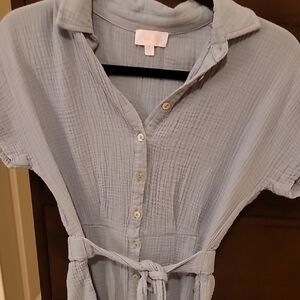 Womens Pink Lily Blue Romper Size Small